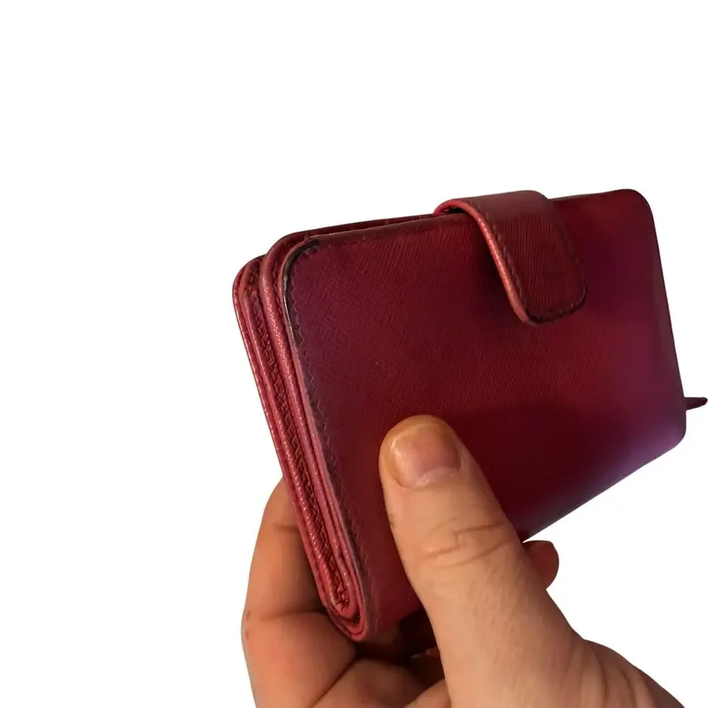 Prada Saffiano leather compact wallet in red/coral (rosso)